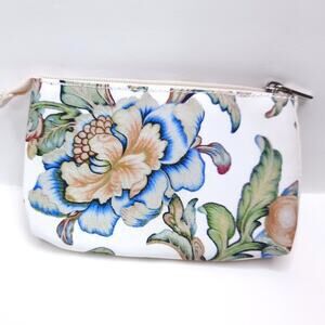 Elegant Floral Cosmetic Bag Toiletry Zipper Two Compartment Spanish Monarchy New